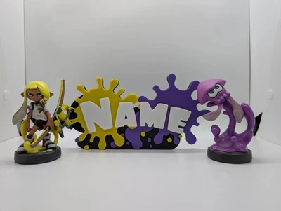 Customizable Splatoon Inspired Video Game Display Sign With Your Name or HBD - Image 1 of 4