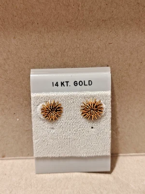 Aretes Starburst de oro de 14kt estampados (respaldos) Heenho en México hechos a mano Foto 1 de 3