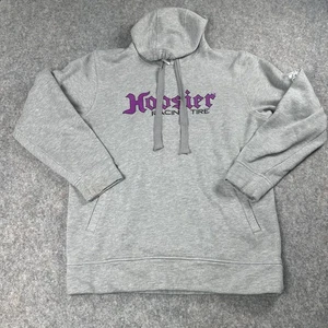 Hoosier Racing Tire Hoodie Mens Medium Gray Pullover Sweatshirt Adidas Racing - Picture 1 of 8