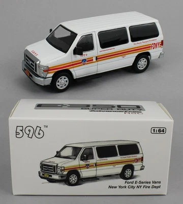 1:64 *596 DIECAST* New York FDNY FIRE DEPTARTMENT Ford E350 E-Series Van *NIB* - Image 1 of 3