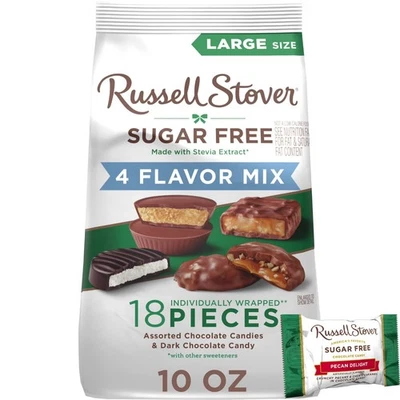 RUSSELL STOVER Sugar Free Assorted Chocolate Candy 4 Flavor Mix, 10 oz. bag - Image 1 of 4