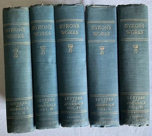 5x Antique “Byron’s Works Letters & Journals” Vol. 2-6, H/B Books, John Murray - Picture 1 of 24