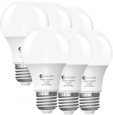 6-Pack A19 LED Light Bulbs,60 Watt Equivalent Soft White 2700K with E26 Base,Eff - Image 1 of 4