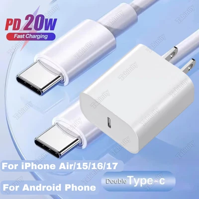 Fast Charger 20W USB-C Power Adapter Type C Cord For iPhone Air 17 16 15 Samsung - Image 1 of 4