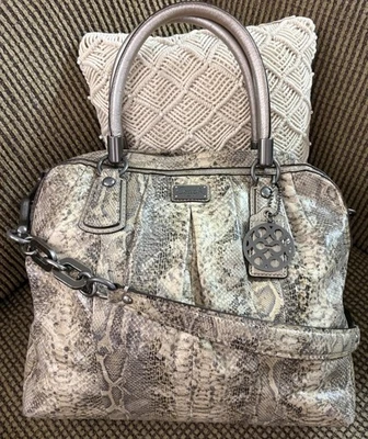 Coach 15364 Kristin Snake Python Metallic Hobo Satchel Bowler Leather Bag Purse - Image 1 of 4