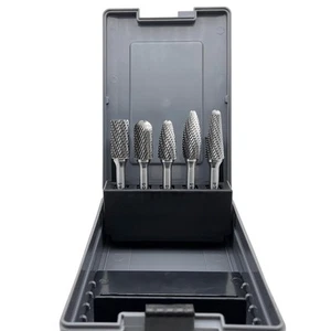 Hartmetall Frässtifte Set 5-teilig, Doppelschnitt Vollhartmetall Rotationsfrässtift Set 1/4 Zoll Schaft f... - Bild 1 von 6