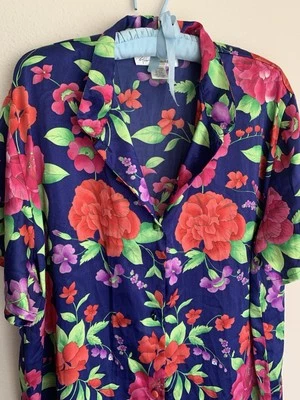 14/16 Vintage Gloria Vanderbilt Intimates Floral Pajama Button Dress Nightgown - Image 1 of 4