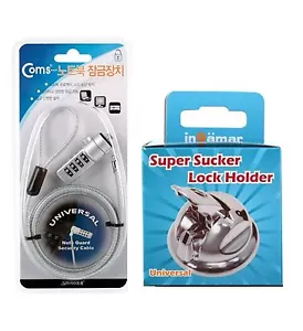 Security Cable Combination Lock + Suction Mount for Tablet PC iPad Galaxy Tab - Picture 1 of 9