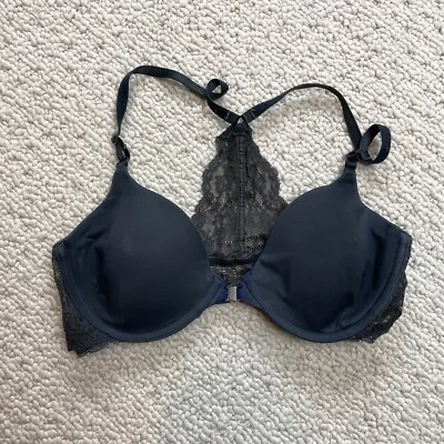 Gap Body Bra Bralette Womens 34 B Gray Lace Racerback Wired Soft Nylon Comfort - Image 1 of 4