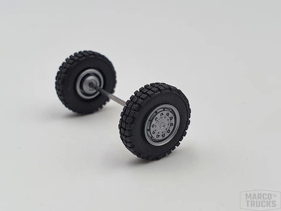 Herpa Geländerreifen Allradfelgen einteilig Vorderachse 1 Achse 054089 /HN2096-1