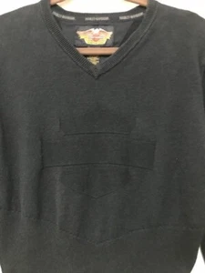 Harley Davidson Size Lg Womens Long Sleeve Pullover Sweater Black V Neck  - Picture 1 of 9