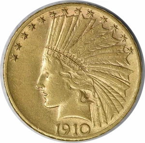 1910-D $10 Gold Indian AU Uncertified #1146 - Picture 1 of 2