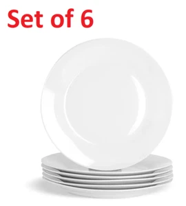 OFTAST Pure White Dinner Serving Plate Kitchen Crockery Set 25cm Plates Set of 6 - Picture 1 of 5