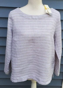 Camicia donna C&C California 100% lino grigio a righe - Foto 1 di 7