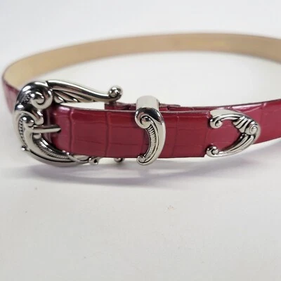 Cinto de couro com estampa de crocodilo 30 32 S fivela paisley jacaré vermelho WN103 - Imagem 1 de 4