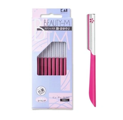 KAI Beauty M Facial and Eyebrow Razor x10 pcs set Stainless Blade Shaver BTM10H1 - Image 1 of 4