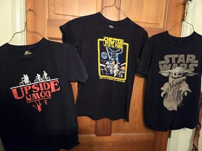 Lote de 3 camisetas juvenis mangas curtas tamanho M Stranger Things etc - Imagem 1 de 4