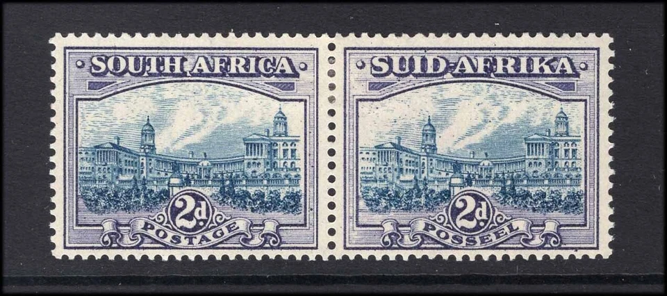 M26689 Sudáfrica 1933 2d Azul/Violeta m/m Par Sg 58 Cat 75,00 £ Foto 1 de 1