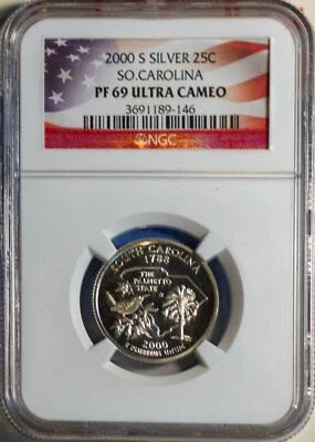 2000-S 25C Silver S Carolina State Quarter PF69UC NGC 3691189-146 + Bonus - Image 1 of 2