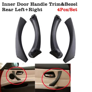 4Pcs Black For BMW E90 328i Rear Left+Right Inner Door Handle Pull Trim Cover - Picture 1 of 8