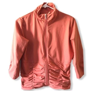 Lucy Activewear Full Zip Coral Orange Althletic Ruched Jacket Size Medium - Bild 1 von 5