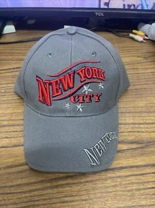 NEW YORK CITY Lid Baseball Cap ~ Curved 3D Red Stitching - Gray 3D NY Top Stitch - Bild 1 von 8
