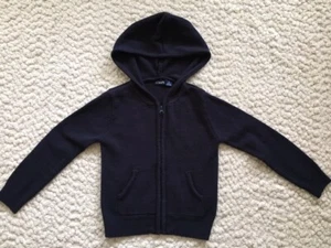 CHAPS Youth Zip Up Hooded Knit Sweater * L 6 * Navy Blue - Picture 1 of 6