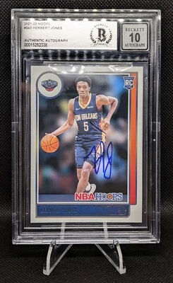 Herbert Jones Signed On Card 2021-22 Hoops Rookie RC #243 Beckett BAS Auto 10 - Image 1 of 2
