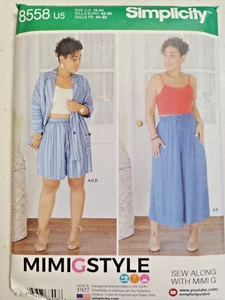 Shorts Wide Leg Pants Jacket Tank 16-24 Simplicity 8558 Sewing Pattern UC Mimi G - Picture 1 of 8
