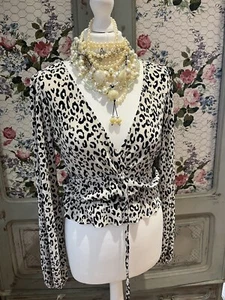 Zara Black Size S Leopard Print Cropped Wrap Look Long Sleeved Top - Picture 1 of 4