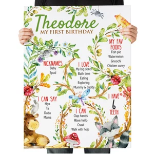 PERSONALIZADO 1er Primer Cumpleaños Fiesta Hito Estampado - Bebé Niña Niño Regalo - Imagen 1 de 15