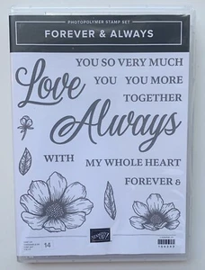 14 Pc Forever & Always Photopolymer Stamp Set Stampin'Up! Sentiments & Flowers - Picture 1 of 4