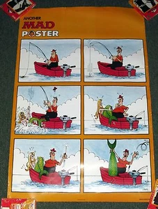 1977 MAD MAGAZINE POSTER 23X28" FISHING CATCHING MERMAID PB5 D - Picture 1 of 1