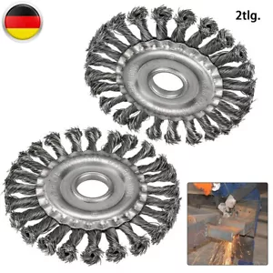 2ER STAHLBÜRSTE DRAHTBÜRSTE Ø125MM GEZOPFT KEGELBÜRSTE FÜR FLEX&WINKELSCHLEIFER - Bild 1 von 11