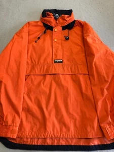 Chaps Ralph Lauren Jacket Mens Large Orange 1/4 Zip Packed Hood Anorak Spring - Picture 1 of 5