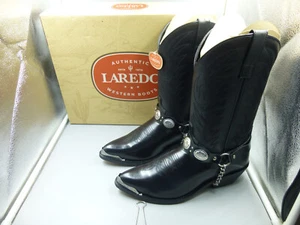 Laredo Concho Harness Western Boot - Black Leather With Silver Accents Size 9 - Bild 1 von 8