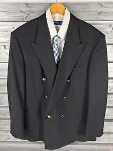 Vintage Henry Grethel Hopsack Double Breasted Gold Buttons Blazer Jacket Mens 46 - Picture 1 of 10