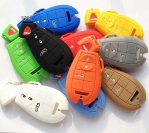 Fit Chrysler Dodge Jeep 4 Button Remote Smart Key Fob Silicone Skin Case Cover - Picture 1 of 32