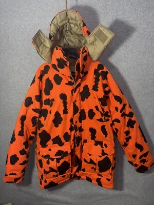 Gamehide Orange Camo Waterproof Insulated Hunting Cargo Coat  Hood Parka Sz M - Image 1 of 4