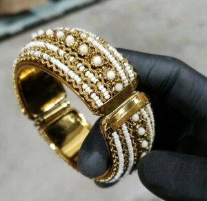 Bracciale con cerniera placcato oro con accenti di perle di semi - Foto 1 di 1