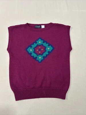 Chaleco Suéter Tejido Catalina Mujer Mediano Patrón Geométrico Corona Borgoña Foto 1 de 4