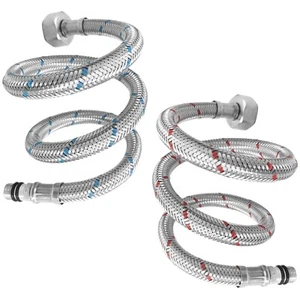 Tubo Rubinetto 2 Pezzi Rubinetto G3/8 X M10, Tubo Flessibile Prolunga 80c... - Foto 1 di 10