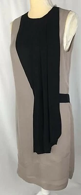 Vestido Derek Lam Cambio 6 Sin Mangas 100% Seda Taupe Beige Negro Nuevo $695 Foto 1 de 4