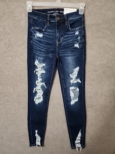 American Eagle Next Level Stretch Hi Rise Jegging Womens 2 Short Ripped NEW - Picture 1 of 11