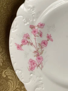 10 GDA Limoges 6 1/4" BREAD PLATES Scattered Pink Flowers Green Leaves Embossed - Picture 1 of 6