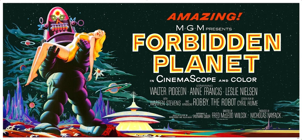 FORBIDDEN PLANET (1956) - 24 folhas outdoor pôster de filme totalmente restaurado! - Imagem 1 de 4