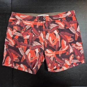 Parke & Ronen Swim Trunks Size 31 Burgundy Orange Feather Print - Picture 1 of 10
