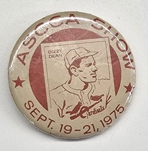 Vintage 1975 ASCCA Show Pin Pinback Button Dizzy Dean - Picture 1 of 2