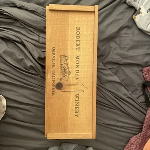 Caja de vino de madera Robert Mondavi 16x6,5x6,5 1979 - Imagen 1 de 8
