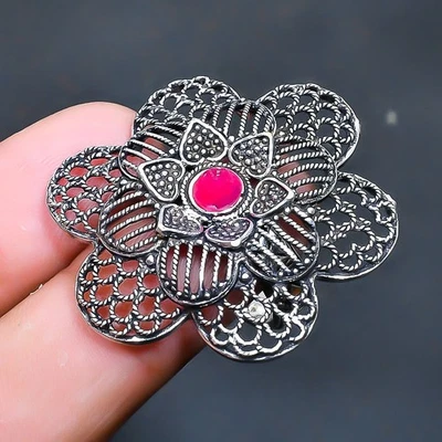 Kashmir Red Ruby Gemstone Handmade Jewelry Ring US Size 6 W252 - Image 1 of 3